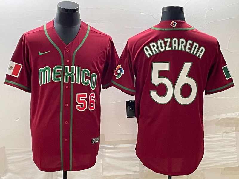 Men 2023 World Cub Mexico #56 Arozarena Red Nike MLB Jersey4->more jerseys->MLB Jersey